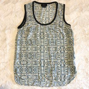 100% Silk Black Trim Art Museum Tank Top